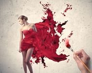 pic for Girl In Painted Red Dress 
